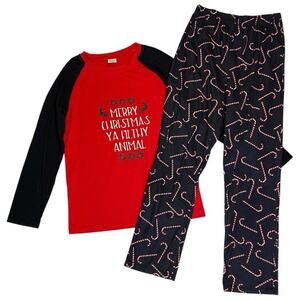 Christmas Pajama Kids 8/9y 2pc Ya Filthy Animal Festivecore Holiday Matching Fun